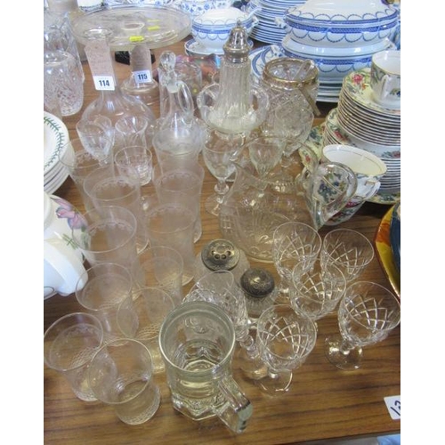 114 - QUANTITY OF GLASS INCLUDING ICE BUCKET