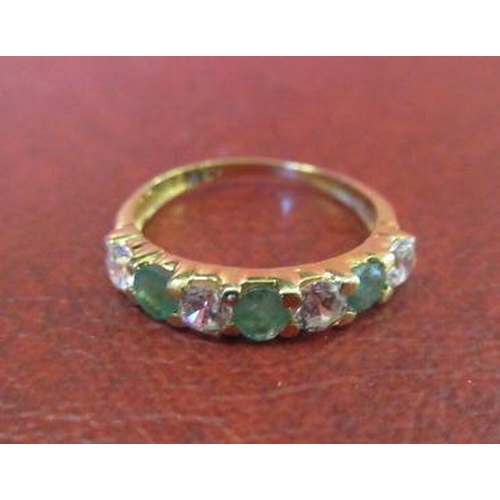 183 - EMERALD AND CUBIC ZIRCONIA 9CT GOLD RING 1.5g