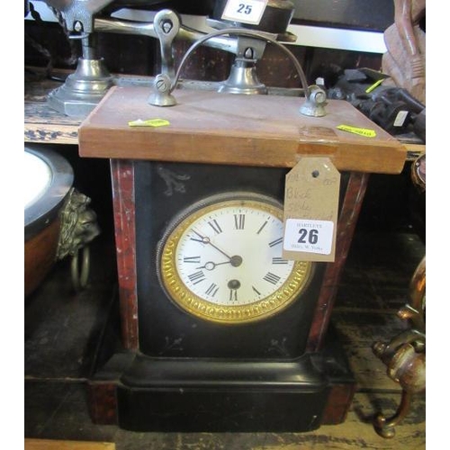 26 - BLACK SLATE MANTLE CLOCK