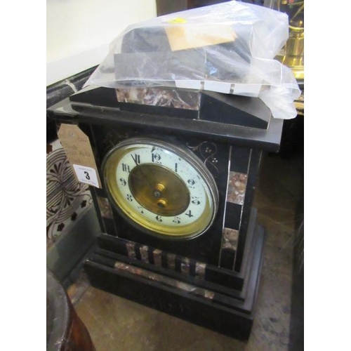 3 - BLACK SLATE MANTLE CLOCK