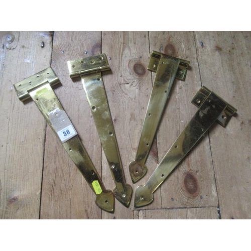 38 - TWO PAIRS OF ART AND CRAFTS STYLE BRASS HINGES