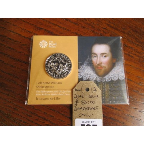 795 - 2016 SILVER £50 SHAKESPEARE COIN