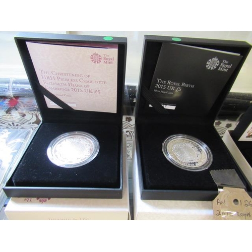 796 - 2015 ROYAL BIRTH AND CHRISTENING OF PRINCESS CHARLOTTE SILVER £5 COIN