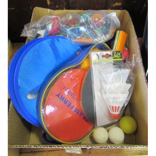 80 - BOX OF TABLE TENNIS BATS ETC