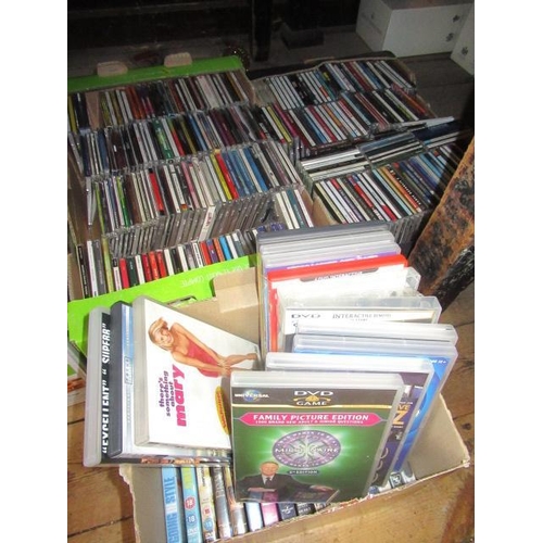 92 - TWO BOXES OF CDS AND A BOX OF DVDS