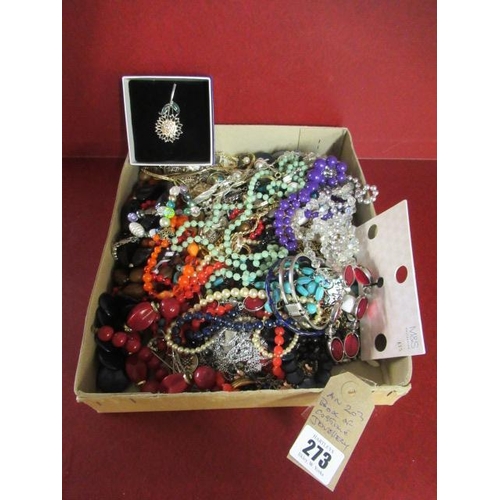 273 - BOX OF COSTUME JEWELLERY