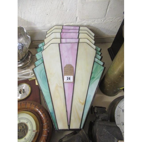 24 - FIVE ART DECO STYLE LEADED WALL LIGHTS