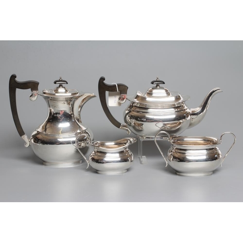 109 - A SILVER FOUR PIECE TEA AND COFFEE SERVICE, by Viners, Sheffield 1929, of rounded oblong baluster fo... 