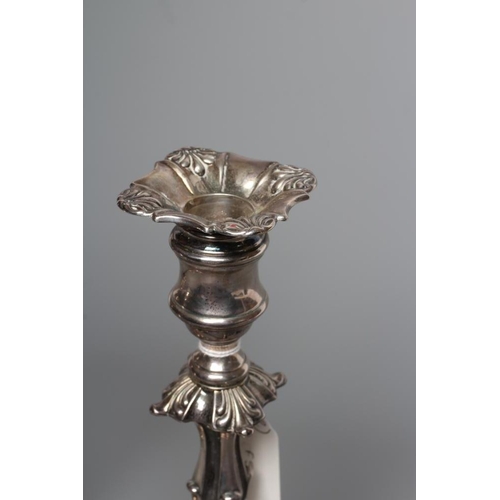 125 - A PAIR OF VICTORIAN SILVER CANDLESTICKS, by Samuel Walker & Co., Sheffield 1839 (with William IV dut... 