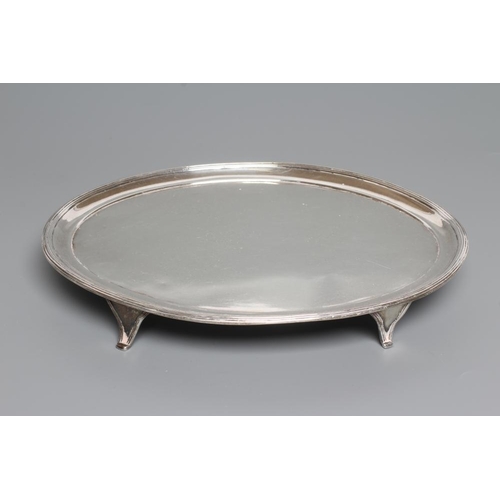 127 - A GEORGE III SILVER OVAL TRAY, by Peter and Ann Bateman, London 1798, with applied reeded rim raised... 