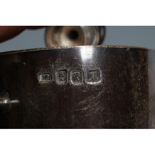 135 - AN EDWARDIAN SCOTTISH SILVER TABLE LIGHTER, by James Marks, Glasgow 1909, of plain cylindrical form ... 