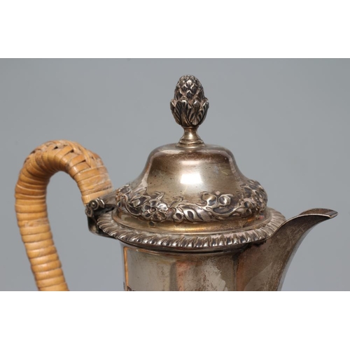 144 - A LATE VICTORIAN ART NOUVEAU SILVER HOT WATER JUG, by Holland, Aldwinckle & Slater, London 1896, of ... 