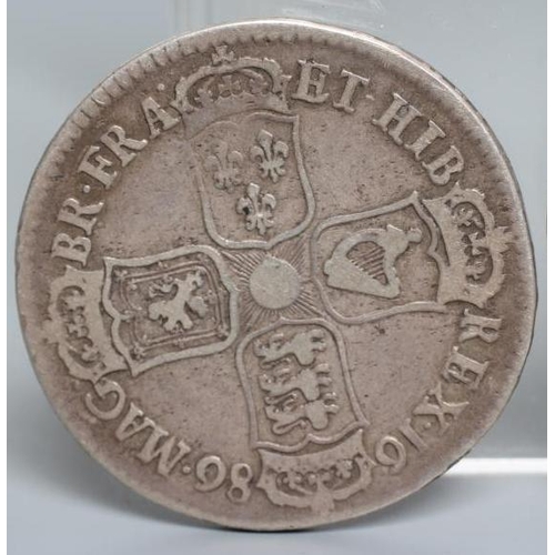 153 - THREE JAMES II SILVER COINS, comprising a 1688 crown with crown cruciform back, a 1686 half crown an... 