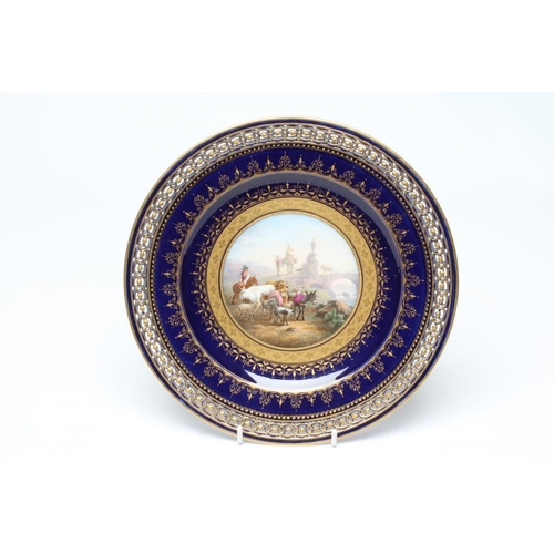 19 - A MEISSEN PORCELAIN CABINET PLATE, late 19th century, of plain circular form with spectacle and rose... 