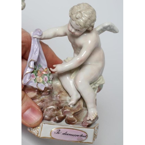 20 - A MEISSEN PORCELAIN FIGURE GROUP, late 19th century, perhaps allegorical of Spring, modelled as thre... 