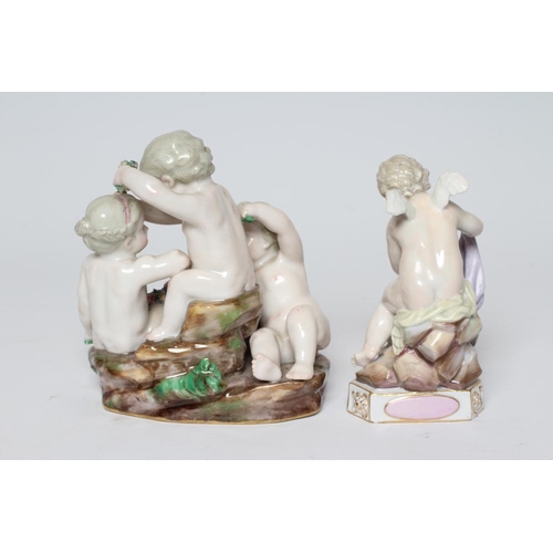 20 - A MEISSEN PORCELAIN FIGURE GROUP, late 19th century, perhaps allegorical of Spring, modelled as thre... 