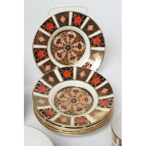 29 - A ROYAL CROWN DERBY CHINA COFFEE SET, modern, painted in the Imari palette with pattern 1128, compri... 