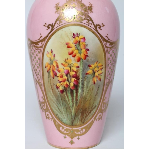 31 - A ROYAL WORCESTER CHINA VASE AND COVER, 1916, of rounded cylindrical form, painted in colours by R. ... 