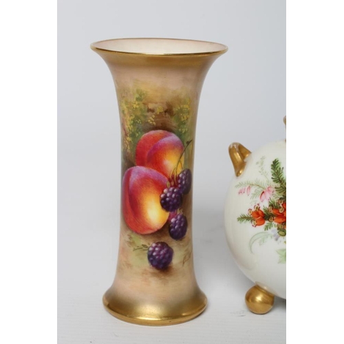 33 - A ROYAL WORCESTER CHINA SMALL VASE, 1936/7, of waisted cylindrical form, painted in colours by Towns... 