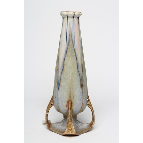 44 - A PAUL DACHSEL AMPHORA EARTHENWARE SECESSIONIST VASE, early 20th century, of tapering cylindrical fo... 