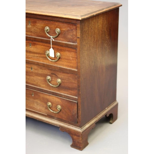 621 - A SMALL MAHOGANY STRAIGHT FRONT CHEST, the moulded edged top over four graduated cock beaded drawers... 