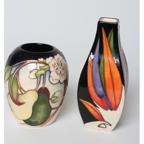 67 - TWO MOORCROFT POTTERY VASES comprising Paradise Found, 2016, of square baluster form designed by Vic... 