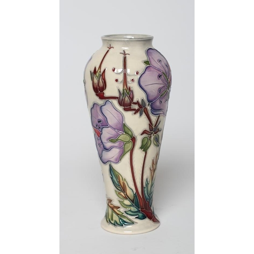 73 - A MOORCROFT POTTERY MEADOW CRANESBILL PATTERN VASE, 2002, designed by Sian Leeper, impressed and sig... 