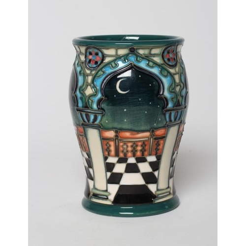 75 - A MOORCROFT POTTERY JUMEIRAH PATTERN VASE, 2000, of inverted baluster form designed by Beverley Wilk... 