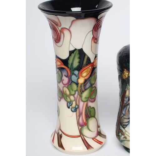 83 - A MOORCROFT KIRIBATI PATTERN POTTERY VASE, 1999, of waisted cylindrical form designed by Nicola Slan... 