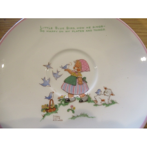 47 - A COLLECTION OF MABEL LUCIE ATTWELL SHELLEY NURSERY CHINA, 1930's, comprising Baby's Plate 'Gee up, ... 