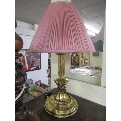 135 - BRASS TABLE LAMP AND SHADE