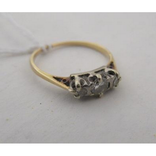 149 - THREE STONE DIAMOND 18CT GOLD RING