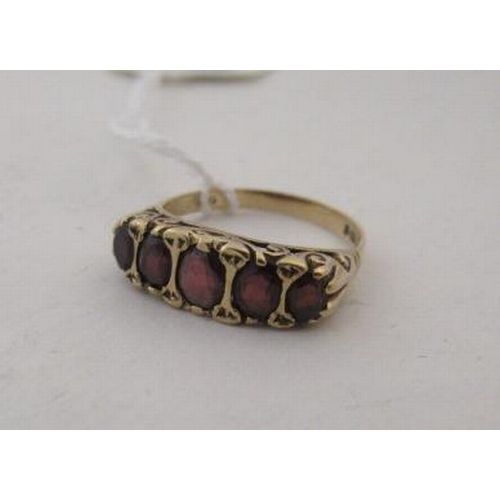 172 - FIVE STONE GARNET 9CT GOLD RING