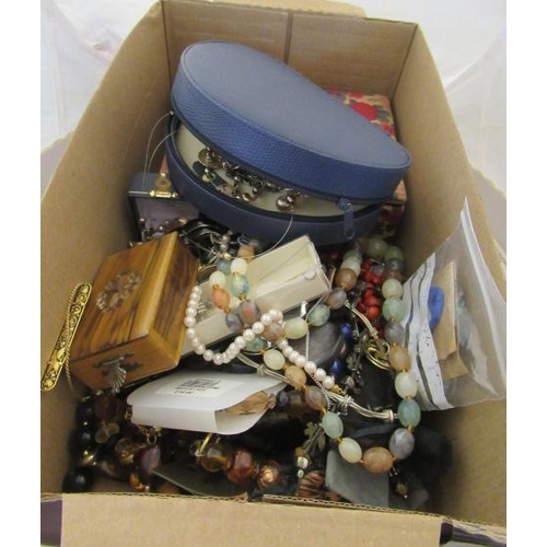 214 - BOX OF COSTUME JEWELLERY