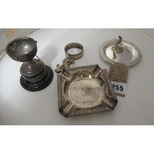 255 - TWO SILVER PIN TRAYS ETC