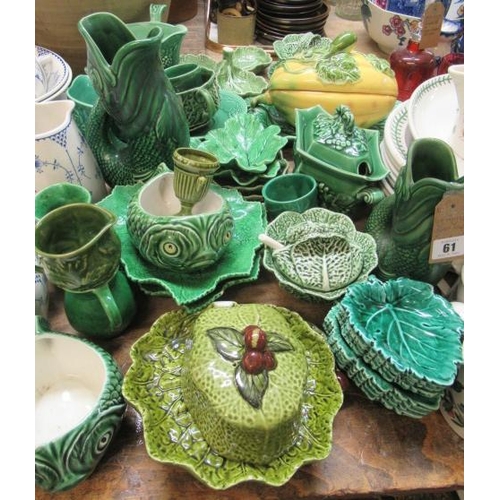 61 - LARGE QUANTITY OF SYLVAC AND OTHER GREEN LEAF POTTERY
