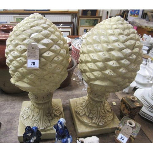 78 - PAIR OF LARGE COMPOSITE PINEAPPLES