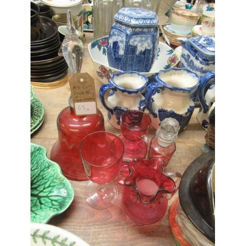 65A - SMALL QUANTITY OF CRANBERRY GLASS