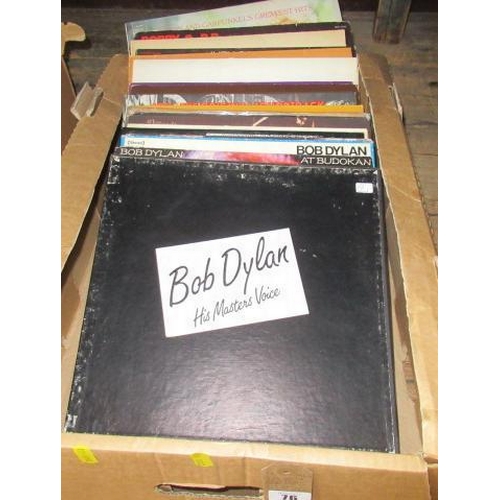 76 - BOX OF LP RECORDS INCLUDING BOB DYLAN BOX SET AND EARLY BOB MARLEY JAMES TAYLOR ETC