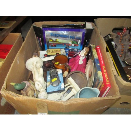 114 - BOX OF MISCELLANEOUS INCLUDING DIECAST CORGI TRUCK