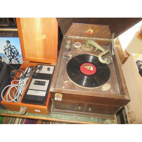 368 - VINTAGE HMV RECORD PLAYER AND TAPE MACHINE