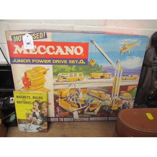 5 - BOXED VINTAGE MECCANO JUNIOR POWER DRIVE SET AND LADYBIRD SCIENCE BOOK