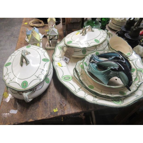 85 - QUANTITY OF ROYAL DOULTON COUNTESS CHINA AND TWO POOLE DOLPHINS