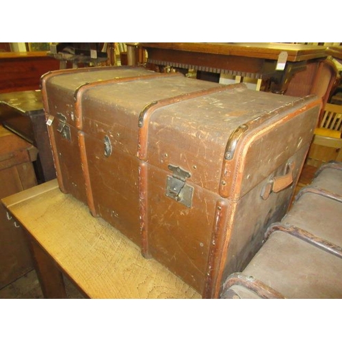 955 - LARGE FLYING STORK BRAND STEAMER TRUNK