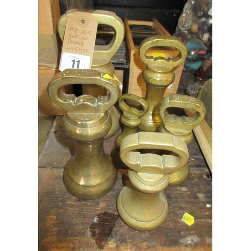 11 - SET OF BRASS WEIGHTS