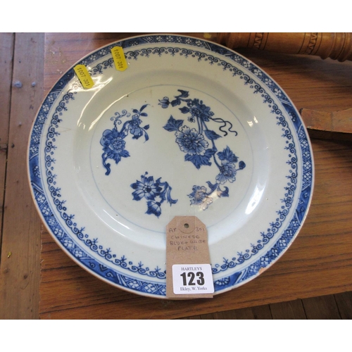 123 - CHINESE BLUE AND WHITE PLATE