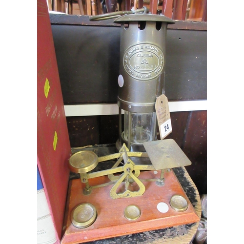 24 - POSTAL SCALES AND A MINERS LAMP