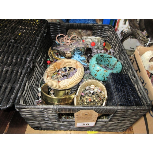 30 - BASKET OF COSTUME JEWELLERY