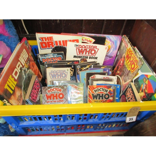 35 - BOX OF 1970S AND 80S DR WHO TARGET NOVELISATION AND ANNUALS