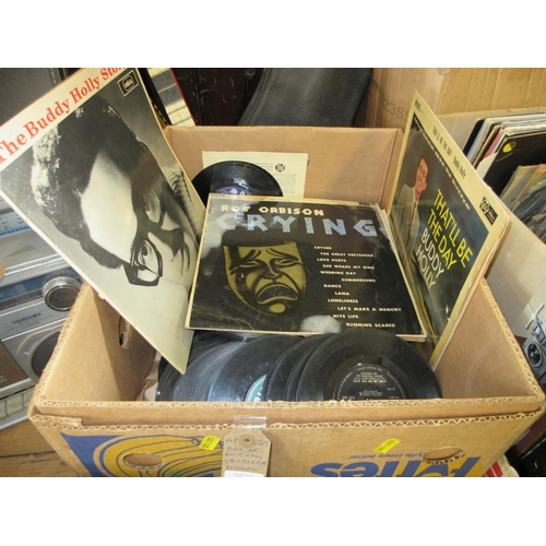 54 - BOX OF ROCK AND ROLL 45 AND 33 RPM RECORDS